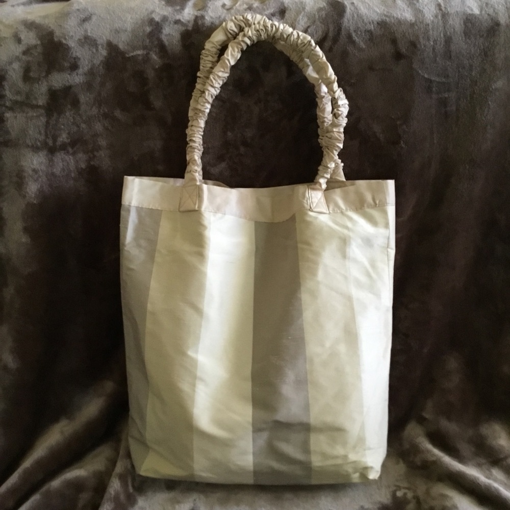 Handmade fully-lined silk beige/cream tote  16” X 18”